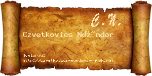 Czvetkovics Nándor névjegykártya